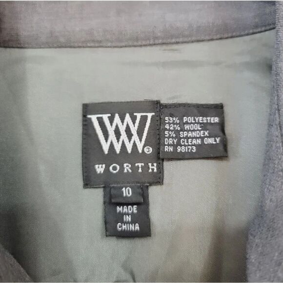Worth Wool Blend Button Down Pleated Suit Dress in Gray Size 10 - Picture 7 of 8